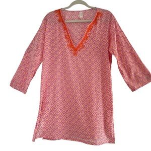 Rock Paper Flowers Flora Pink‎ Cotton Embroidered Tunic Blouse Geometrical Large